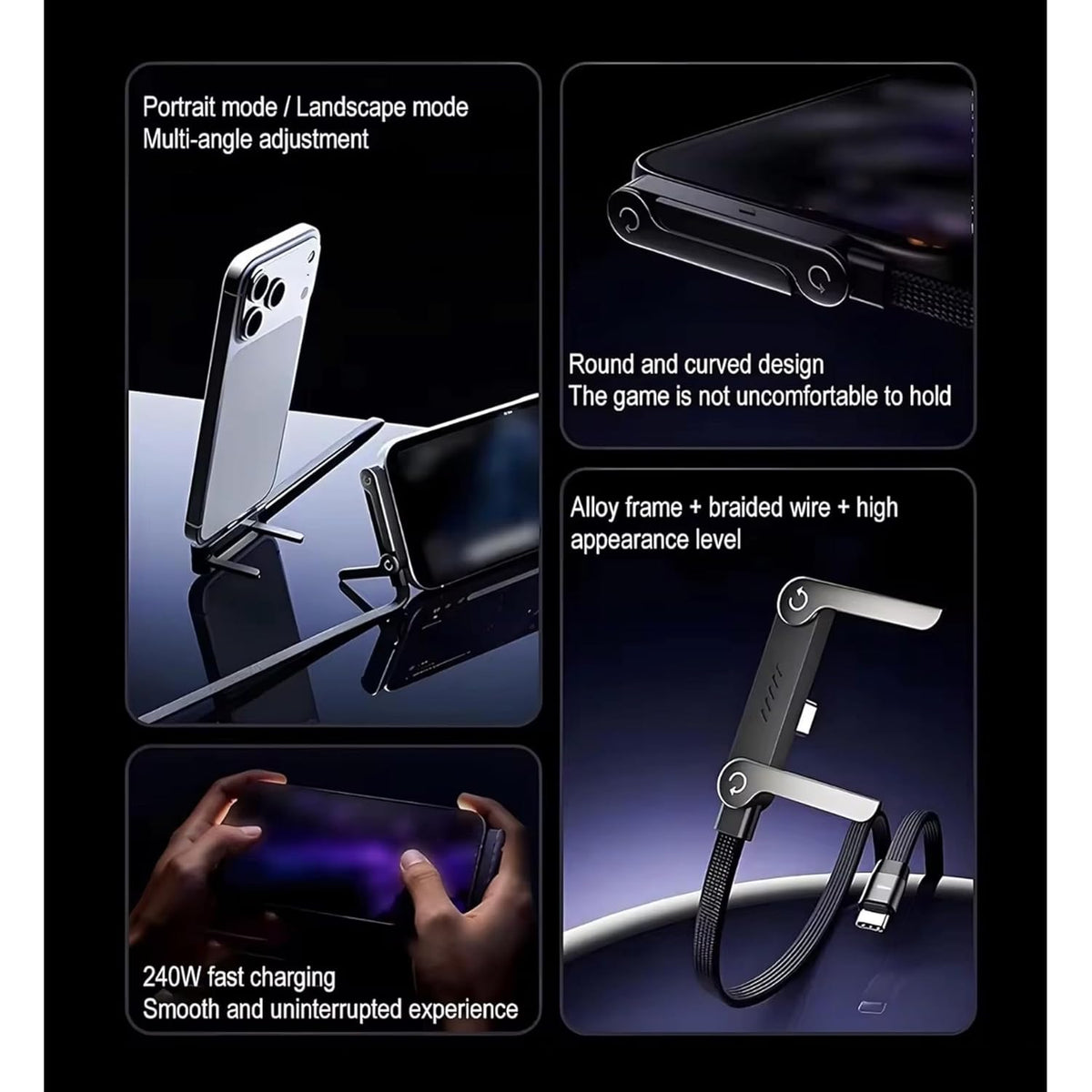 240W Type-C Cable with Phone Stand