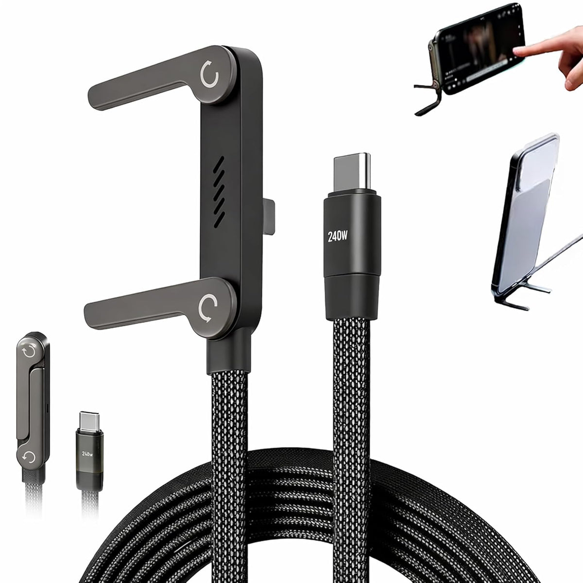 240W Type-C Cable with Phone Stand