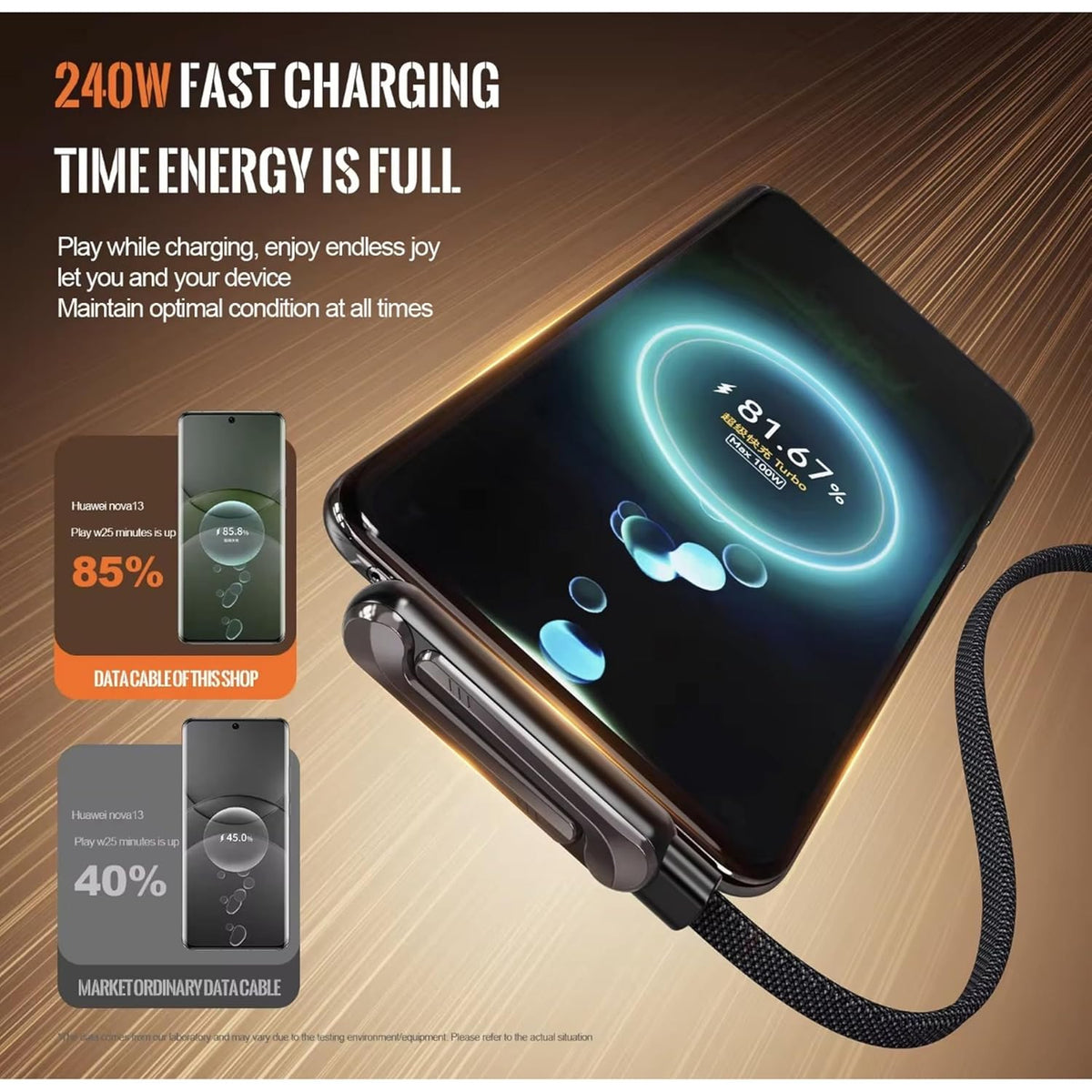 240W Type-C Cable with Phone Stand