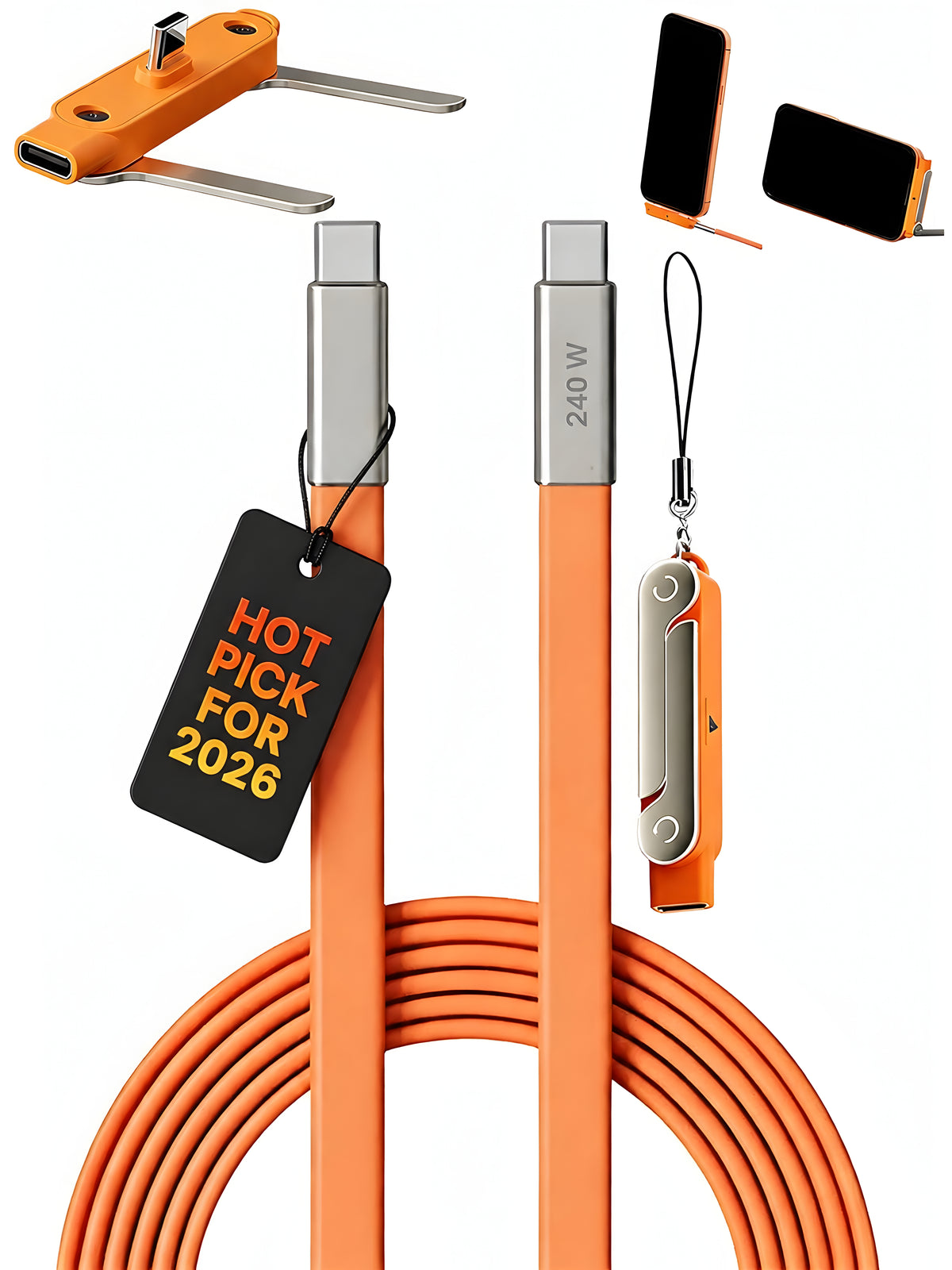 2-in-1 240W Type-C Charging Cable